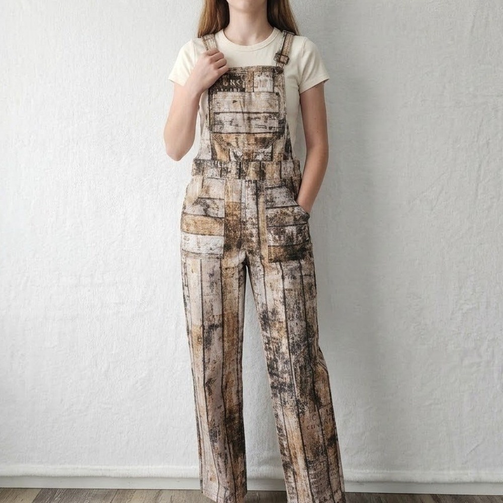 Handmade Overalls Womens XS‎ 27W Upcycled Curtains Artsy Alt Streetwear Unique